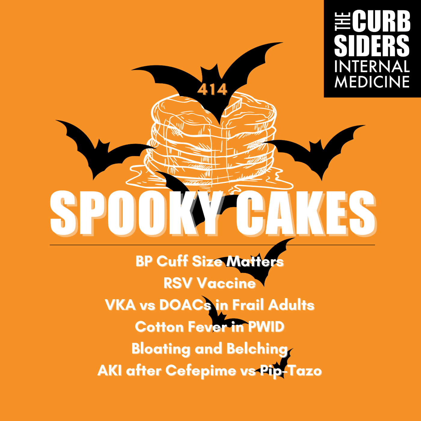 #414 Spooky Cakes: VKA vs DOACs in Frail Adults, RSV Vaccine, Cuff Size Matters, Bloating & Belching, AKI & Pip-Tazo