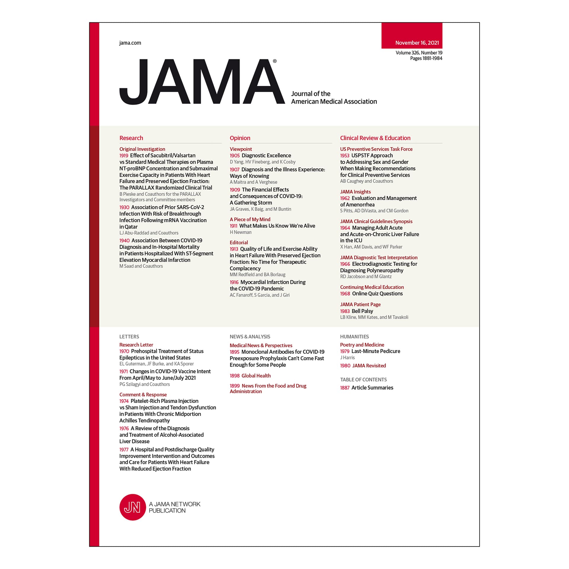 Sacubitril/Valsartan and Heart Failure, Prior SARS-CoV-2 Infection and Breakthrough Infection Following mRNA Vaccination, COVID-19 and In-Hospital Mortality With Myocardial Infarction, and more