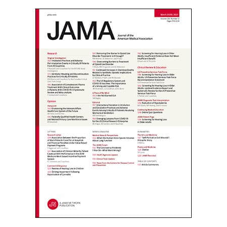 Endotracheal Intubation and Ventilator Weaning Practices Internationally, USPSTF Guideline on Screening for Hearing Loss in Older Adults, and more