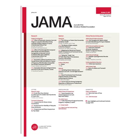 Female RBC transfusions and mortality, semaglutide for T2DM, ICU admissions for the elderly, and more.