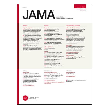ICU Ventilation Strategies, Deprescribing in Older Adults, Naloxone Availability, Alcohol Screening Guideline, and more