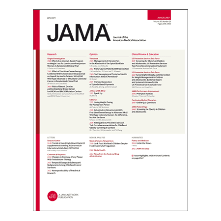 Cancer risk in BRCA carriers, effects of an internet-based weight loss program for low-income women, screening for obesity in children, and more