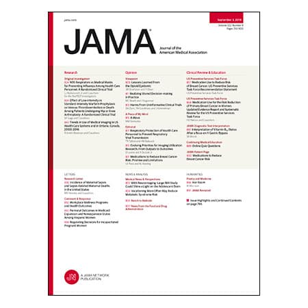 N95 Filter vs Standard Medical Facemasks for Influenza Prevention, Low vs Standard Intensity Warfarin for VTE Prophylaxis, Guideline on Medications to Prevent Breast Cancer, and more