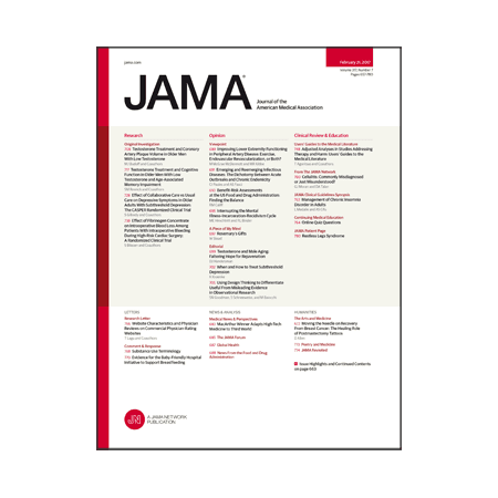 Effects of testosterone on coronary plaque and cognitive function, treatment of subthreshold depression, a users' guide to adjusting for confounders in clinical research, and more