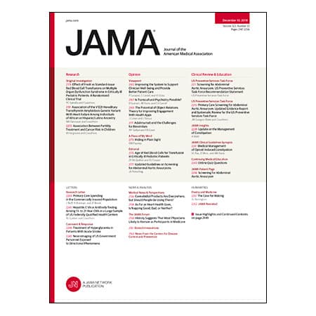 Fresh vs Older RBC Transfusion in Critically Ill Children, Fertility Treatment and Cancer Risk, USPSTF AAA Screening Recommendations, and more