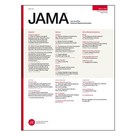 Treating Back and Arthritis Pain With Opioids, Effects of 1-time PSA Screening on Prostate Cancer Mortality, Evidence for Using Vitamin and Mineral Supplements, Management of Thyroid Nodules, and more